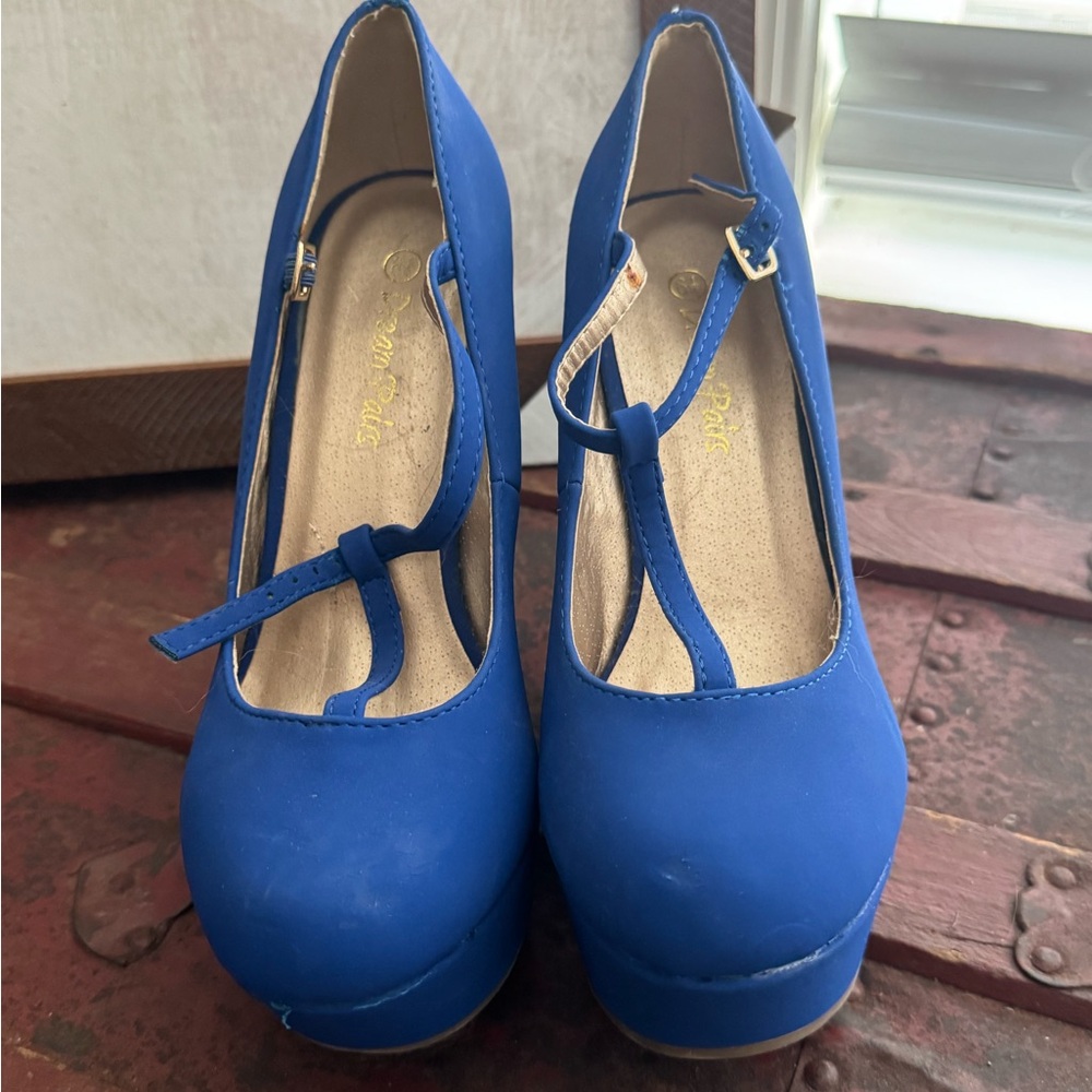 Blue Platform Heels